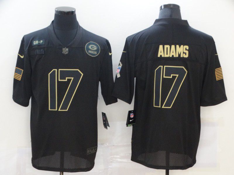 Men Green Bay Packers 17 Adams Black gold lettering 2020 Nike NFL Jersey